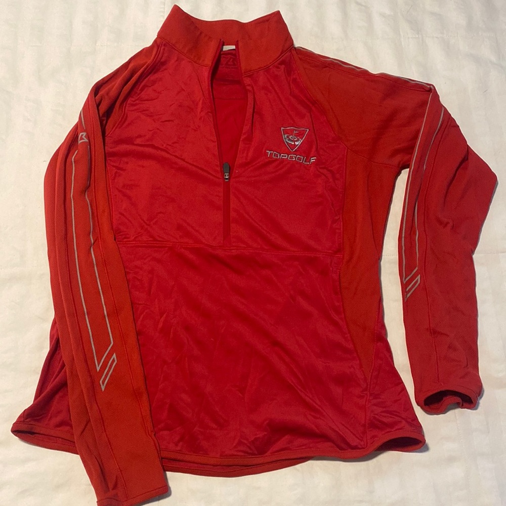 Topgolf red shirt quarter Zip